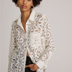 Maeve Anthropologie Elegant Cream Lace Button-Up Shirt